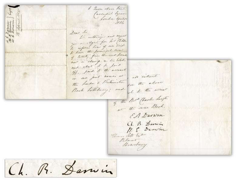 Charles Darwin Letter Signed From 1864